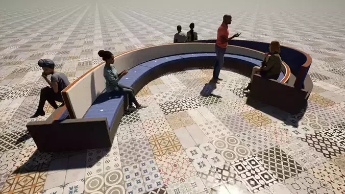 Sofa circular con materiales PBR 2K