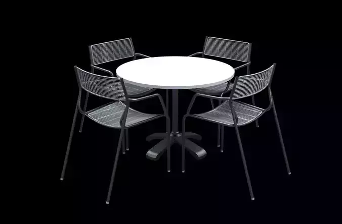 3d model cafe restaurant table armchair set