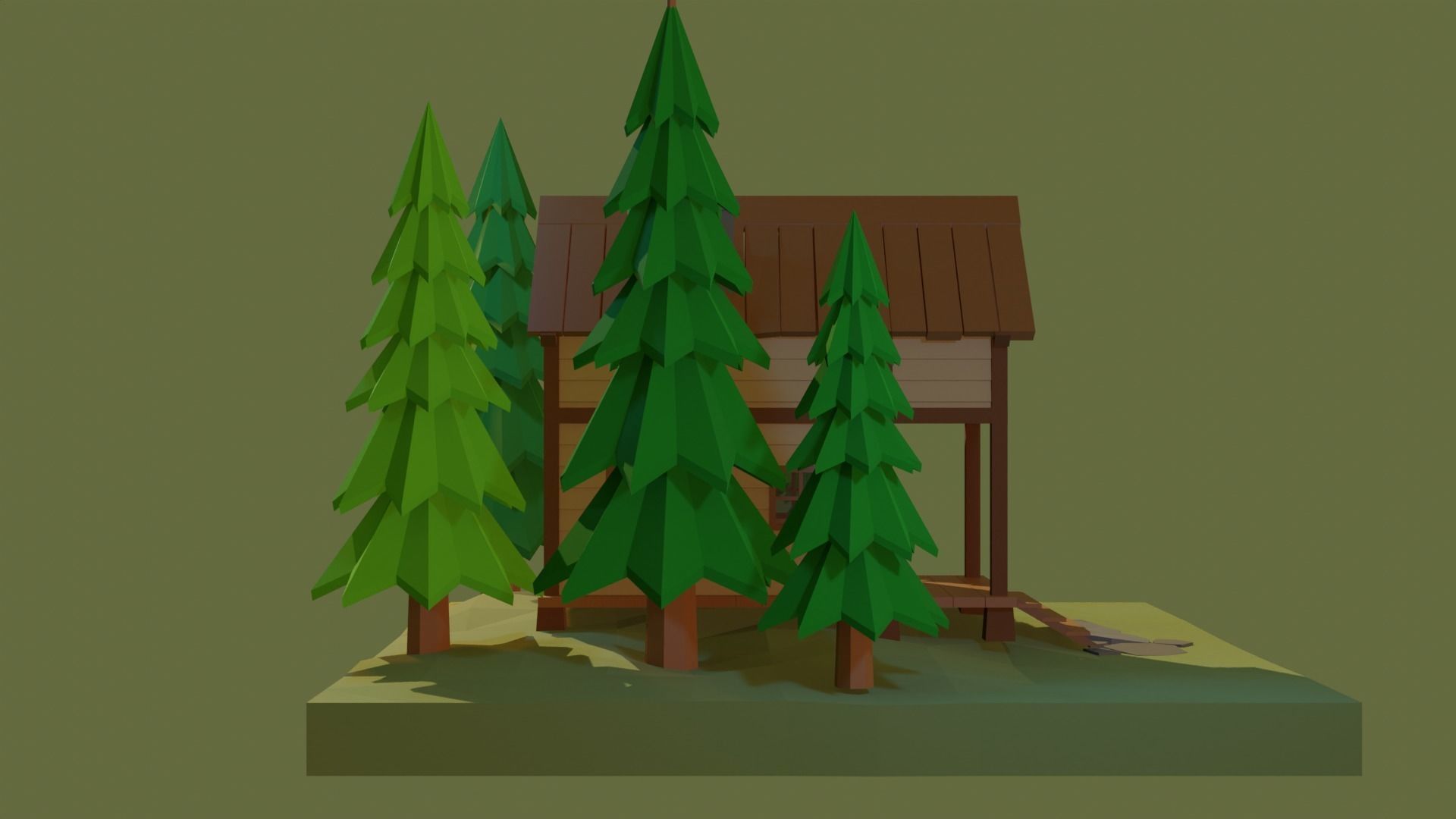 Low poly wooden house 2 Low-poly 3D model_5