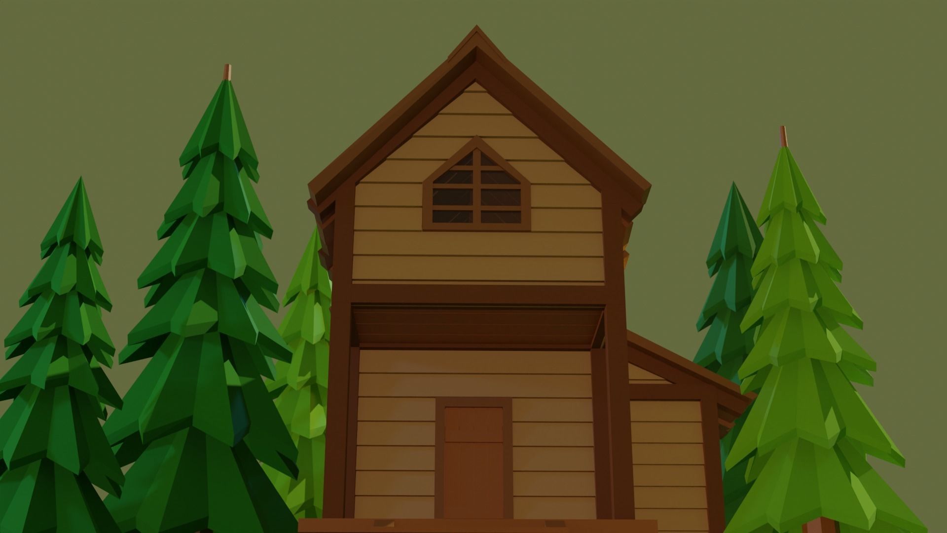 Low poly wooden house 2 Low-poly 3D model_7