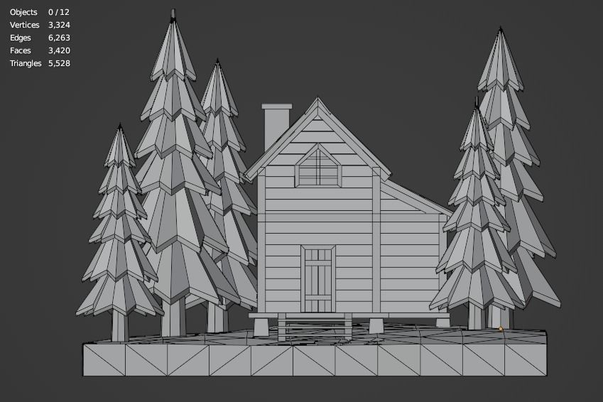 Low poly wooden house 2 Low-poly 3D model_8