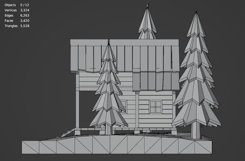 Low poly wooden house 2 Low-poly 3D model_9