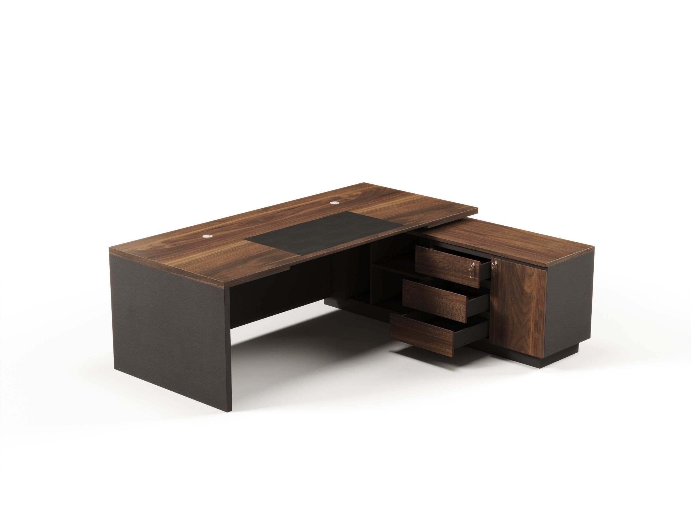 Modern Office Desk With Side Cabinet File For Vice Director  Free 3D model_3