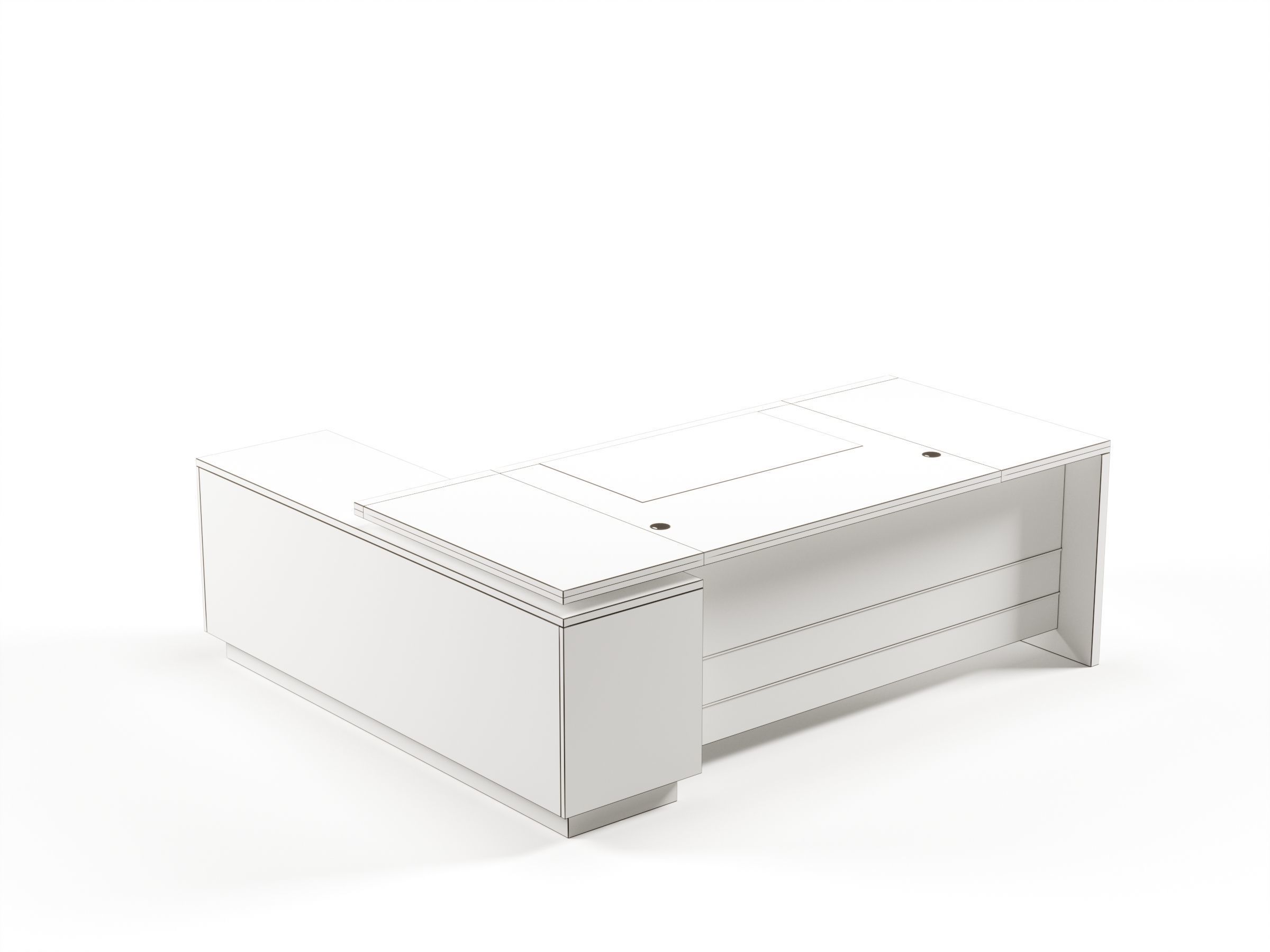 Modern Office Desk With Side Cabinet File For Vice Director  Free 3D model_5