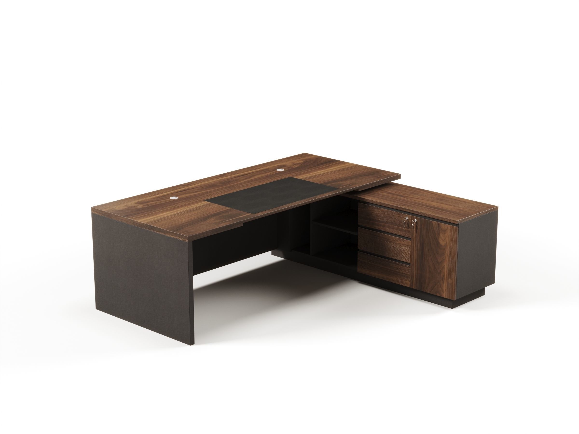 Modern Office Desk With Side Cabinet File For Vice Director  Free 3D model_2