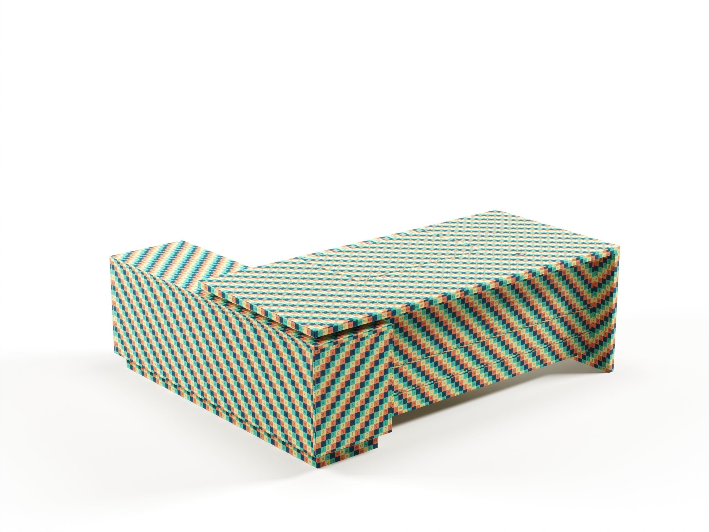 Modern Office Desk With Side Cabinet File For Vice Director  Free 3D model_9