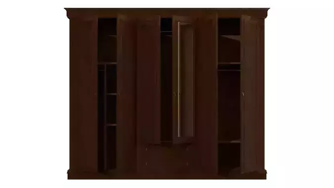 Vintage Wooden Wardrobe 3D Model