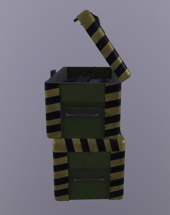 Crate Metal Opened Low-poly 3D model_2