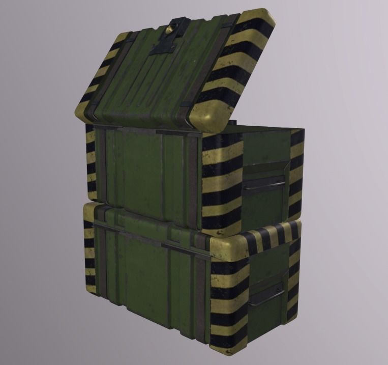 Crate Metal Opened Low-poly 3D model_4