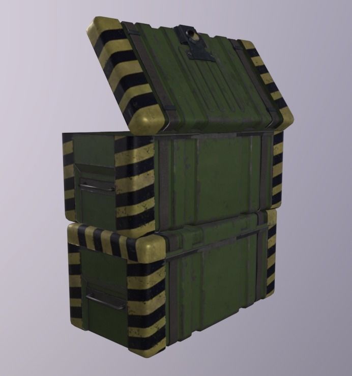 Crate Metal Opened Low-poly 3D model_3