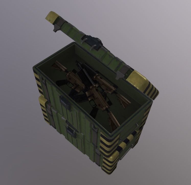 Crate Metal Opened Low-poly 3D model_5