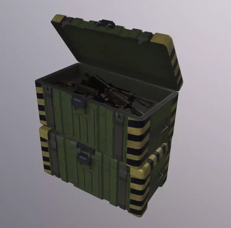 Crate Metal Opened Low-poly 3D model_0
