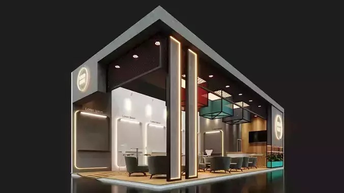 Exhibition Stand - 12m x 5m 3D model 3D model