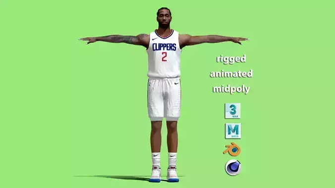 T-P Rigged Kawhi Leonard Los Angeles Clippers 3D model