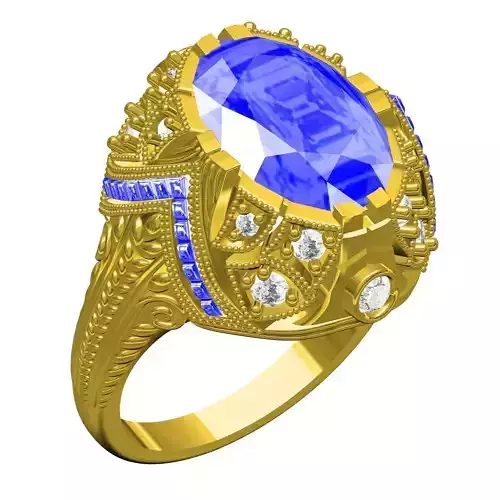 Blue Sapphire Oval Stone Cocktail Engagement Ring