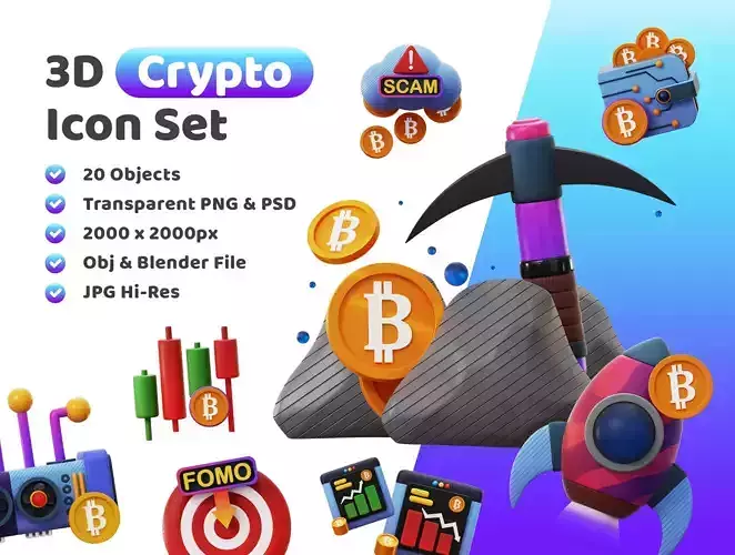 Crypto Trading Icon Pack 3D Model