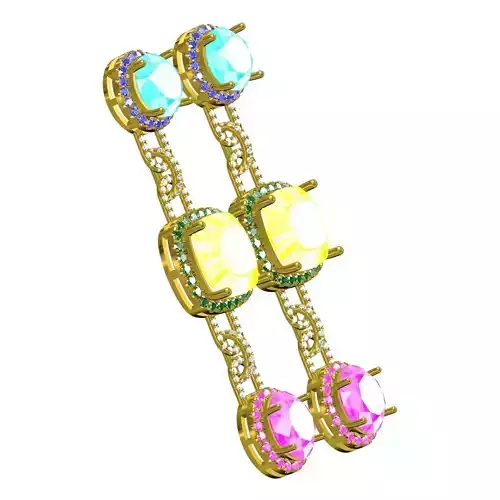 Multicolor Stone Long Dangle Drop Earring 3D print model