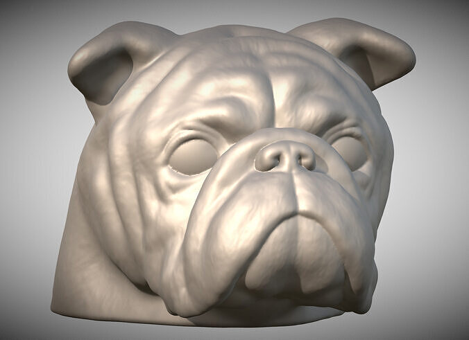 Puppy of English Bulldog dog head for 3D printing 3D print model