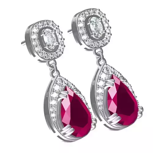 Pear and Oval Halo Stud Earring