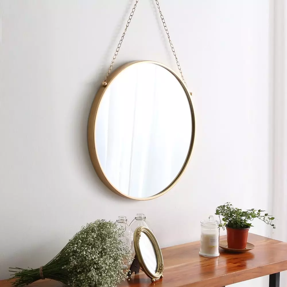 Gold Iron Circular Chain Vanity Wall Mirror 3D model