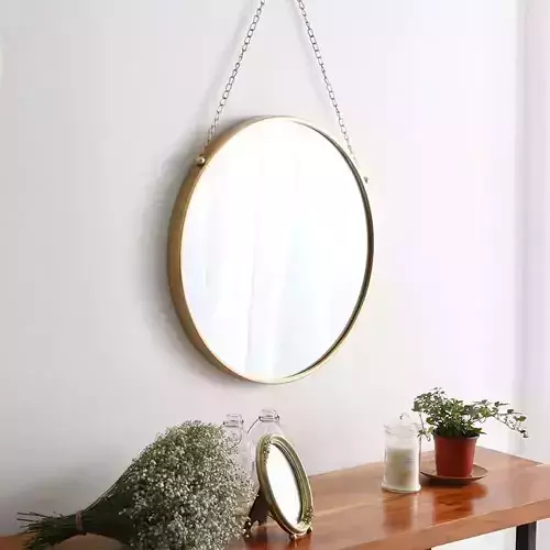 Gold Iron Circular Chain Vanity Wall Mirror