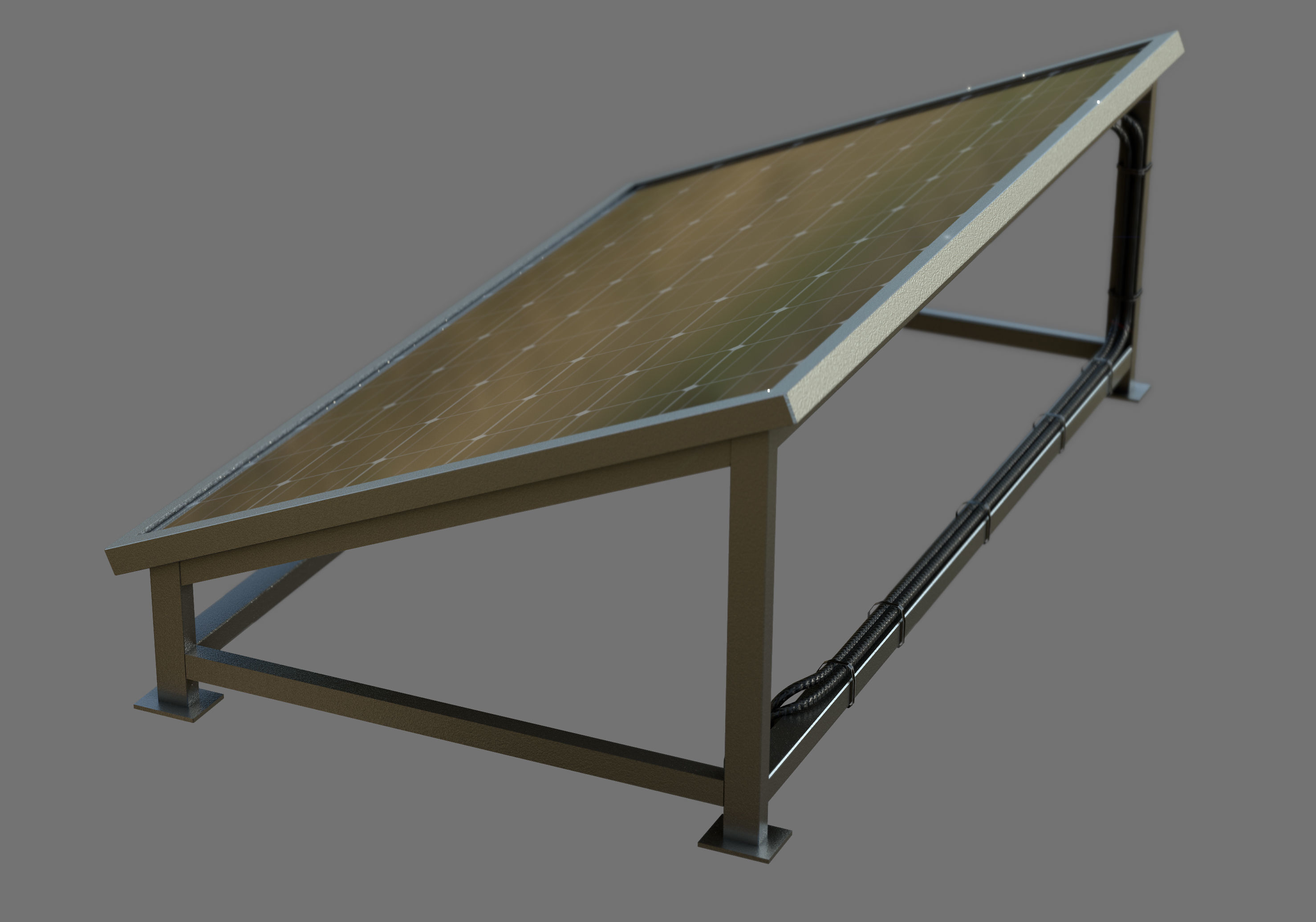 Solar panel with base Low-poly 3D model_4
