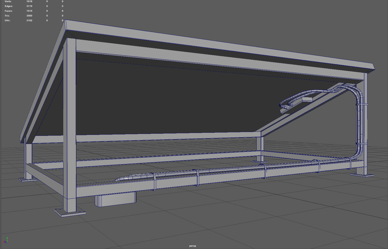 Solar panel with base Low-poly 3D model_11