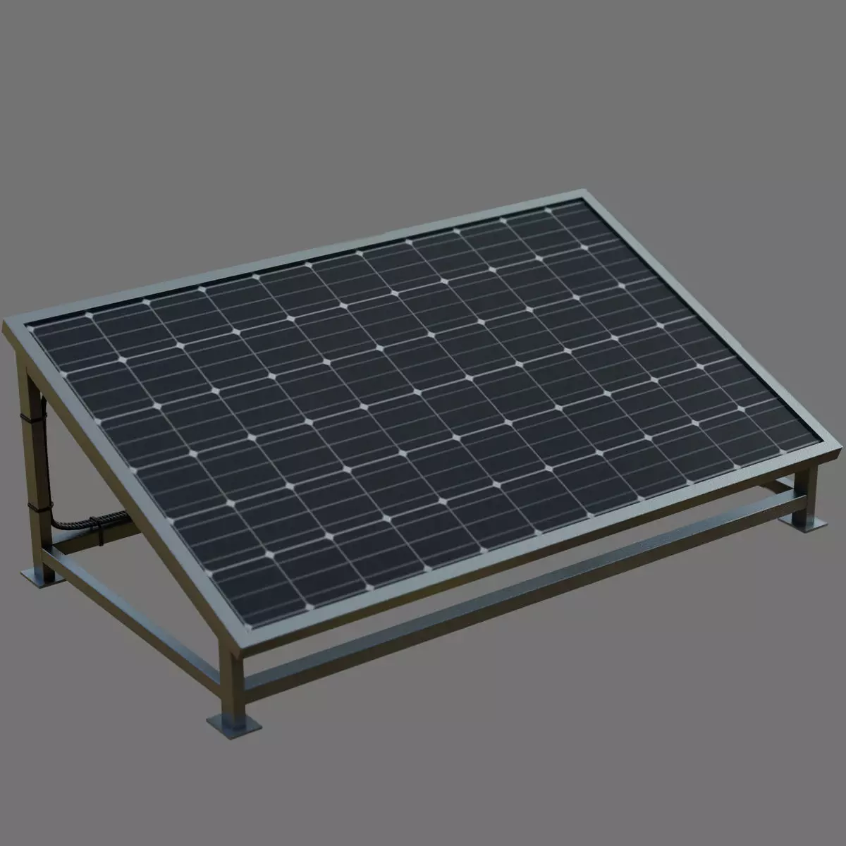 Solar panel with base Low-poly 3D model_0