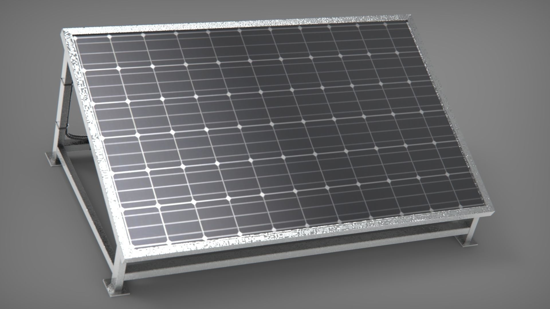 Solar panel with base Low-poly 3D model_2