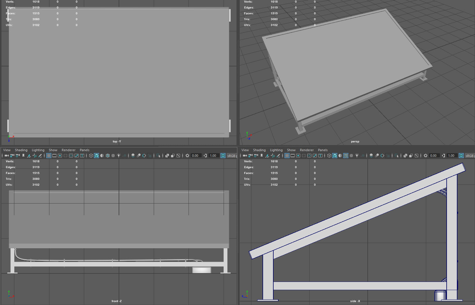 Solar panel with base Low-poly 3D model_9