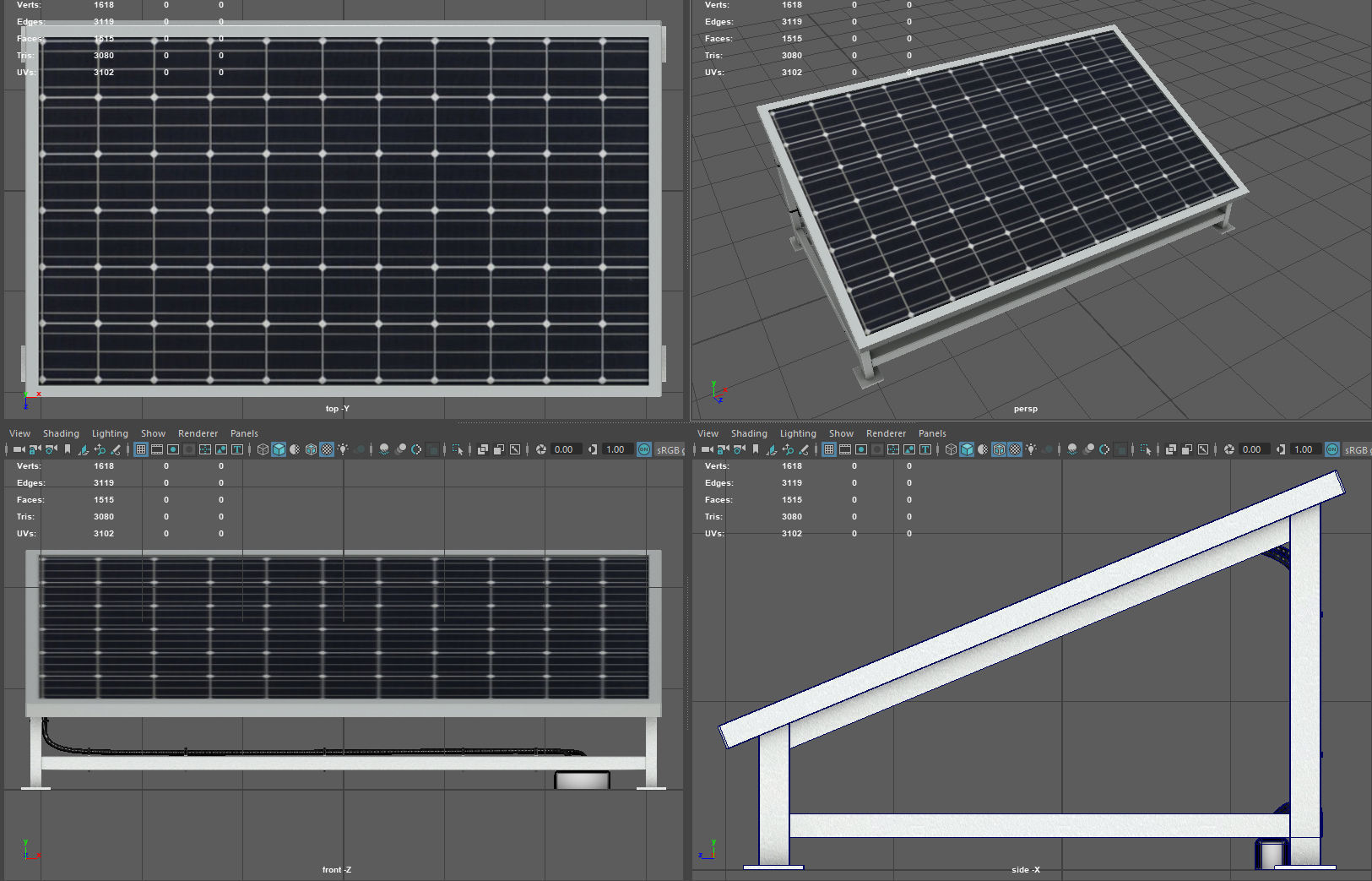 Solar panel with base Low-poly 3D model_8