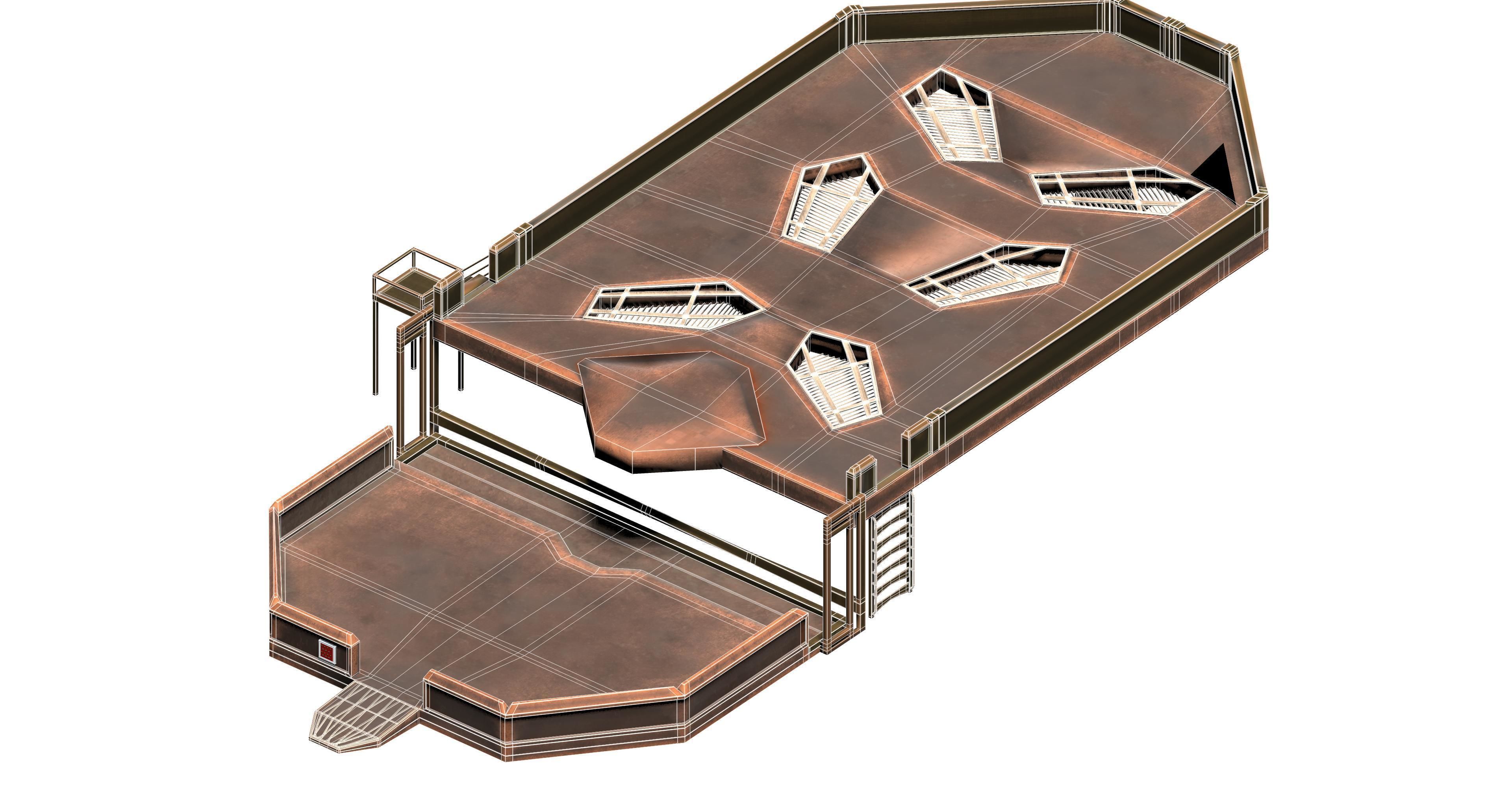 Sci-fi metal platform Low-poly 3D model_7