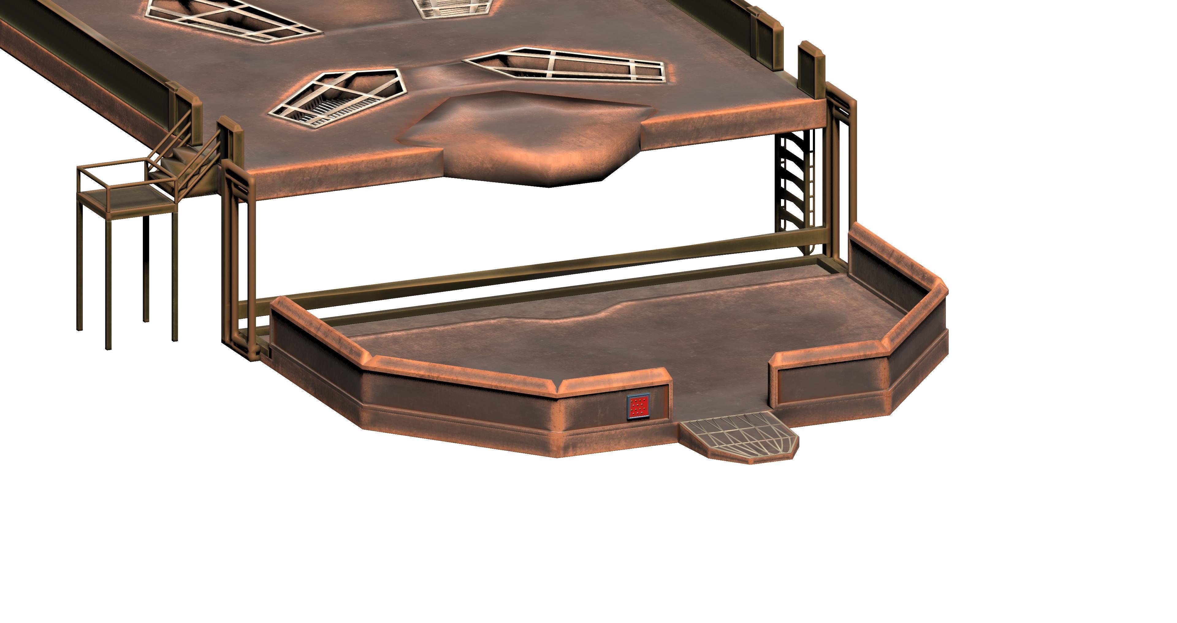 Sci-fi metal platform Low-poly 3D model_6