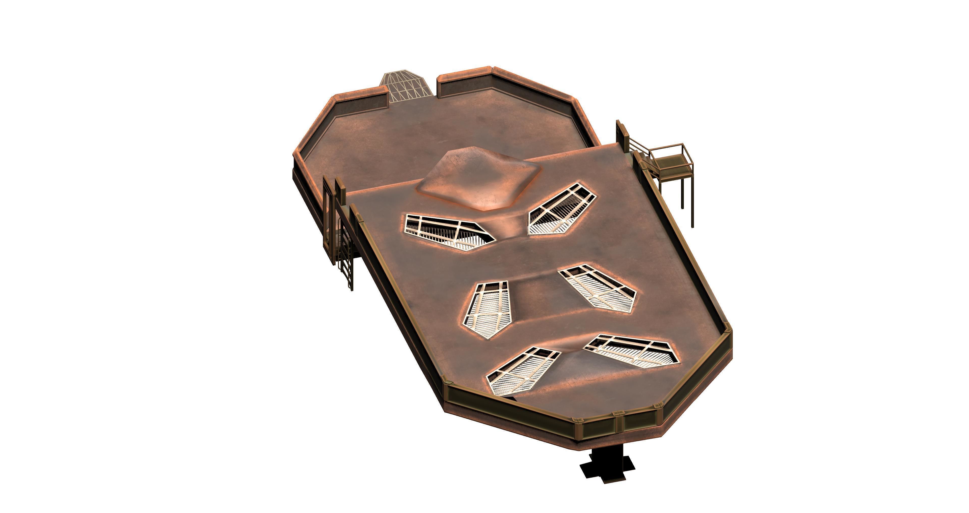 Sci-fi metal platform Low-poly 3D model_3