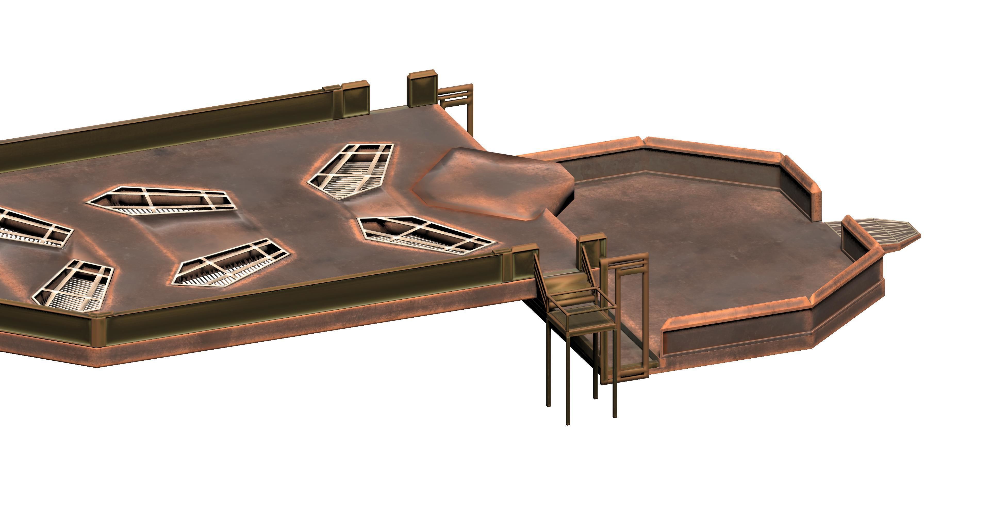 Sci-fi metal platform Low-poly 3D model_4