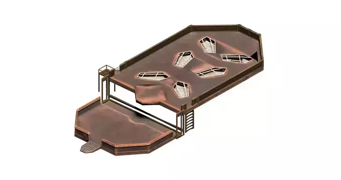 Sci-fi metal platform Low-poly 3D model