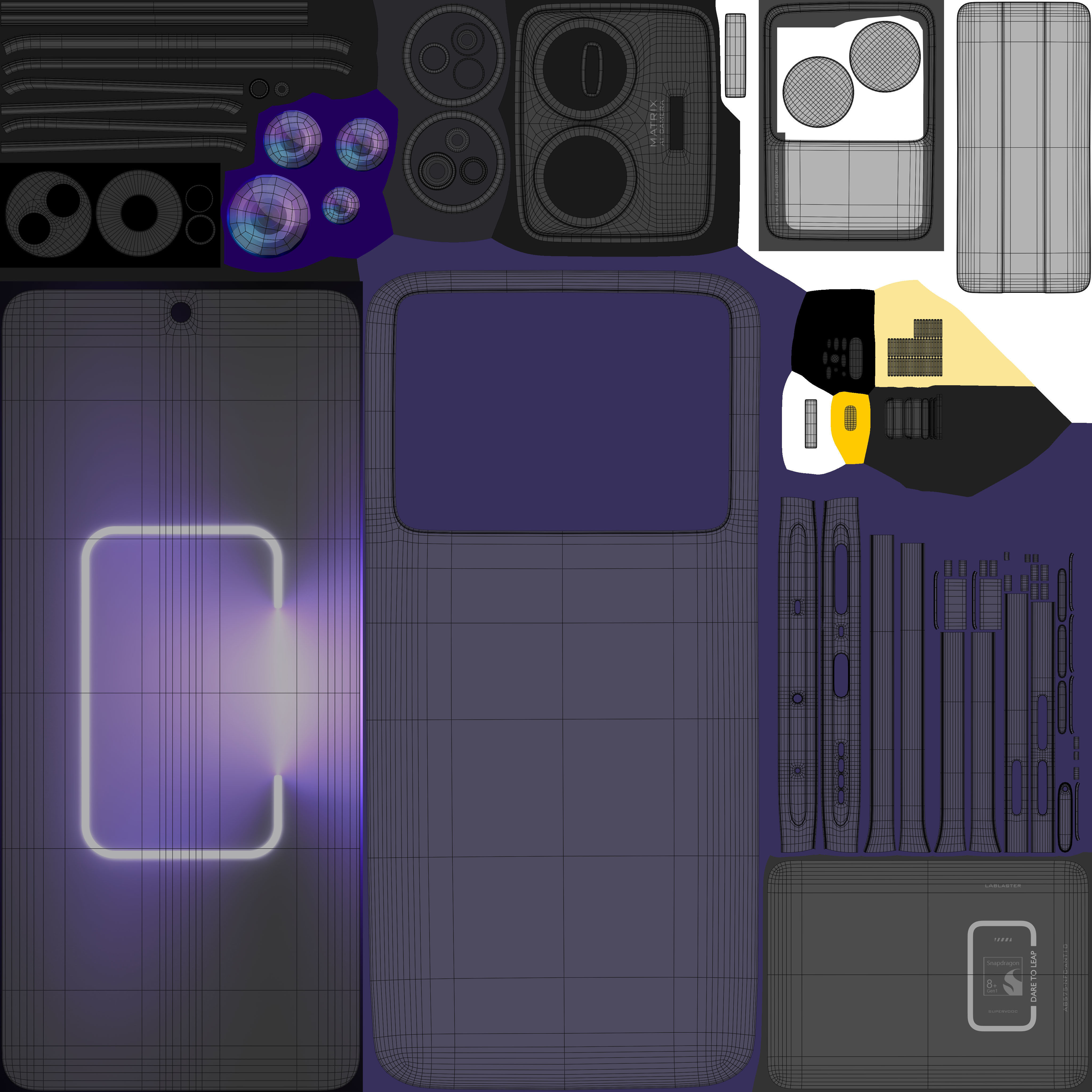 Realme GT Neo 5 Purple Low-poly 3D model_10