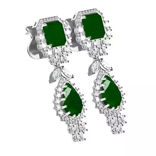 Pear and Emerald Cluster Hoop Earring 3D print model