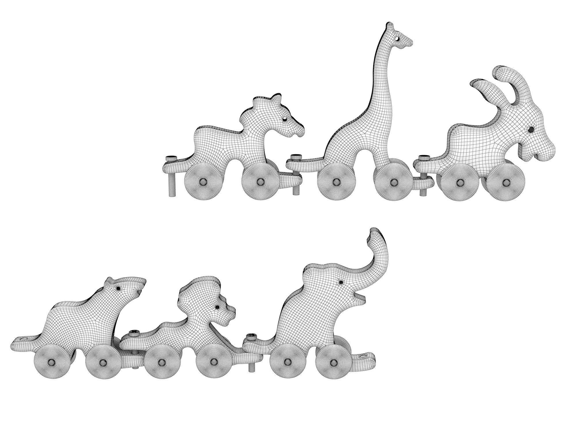 Wooden toy train 14 3D model_1