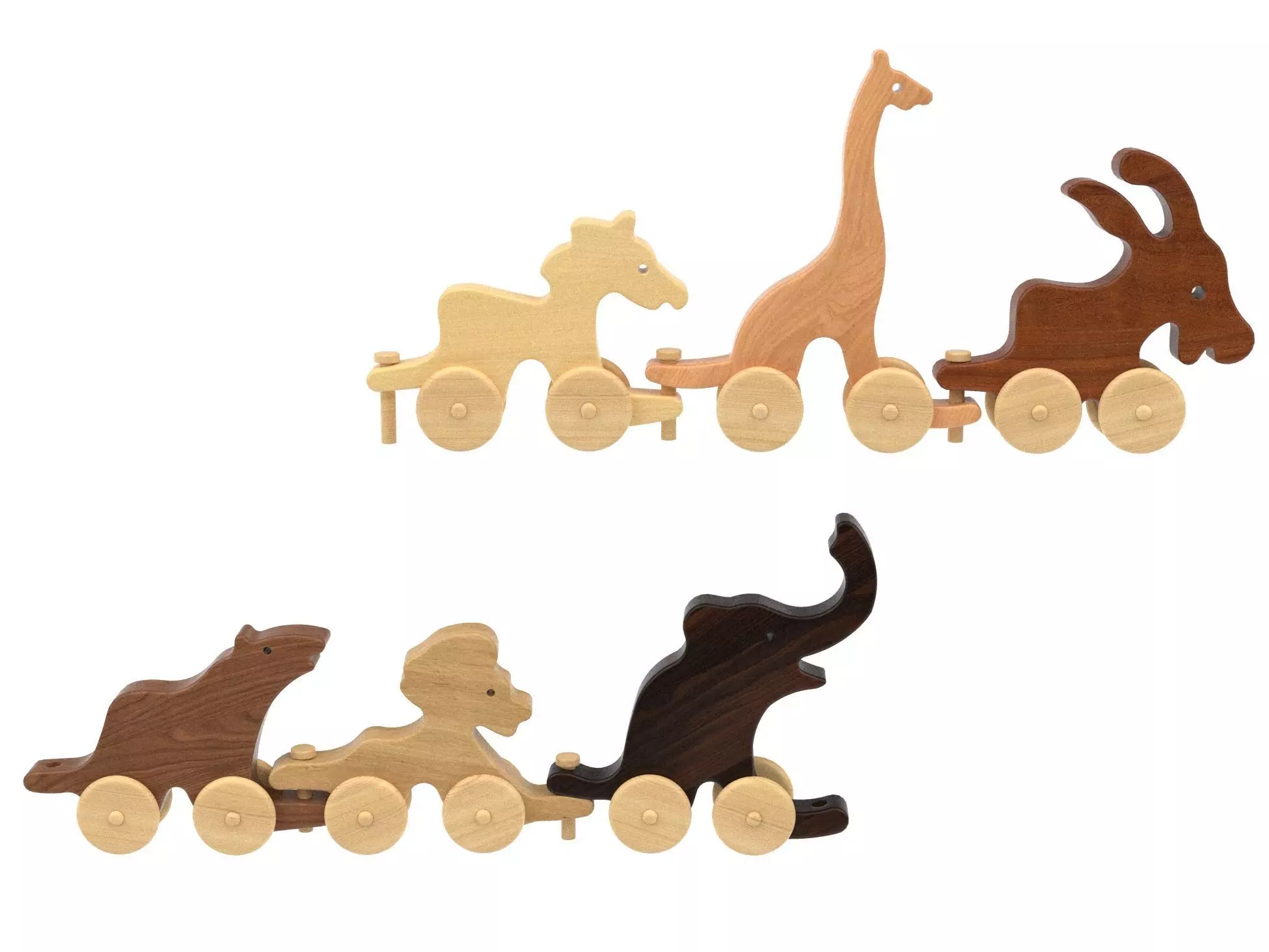 Wooden toy train 14 3D model_0