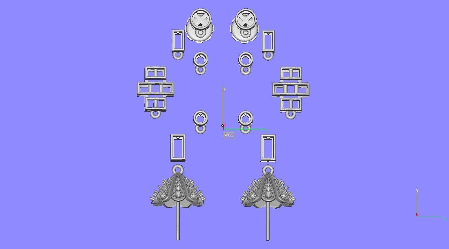 Round and baguette Diamond Pearl Drop Stud Earring 3D print model_13