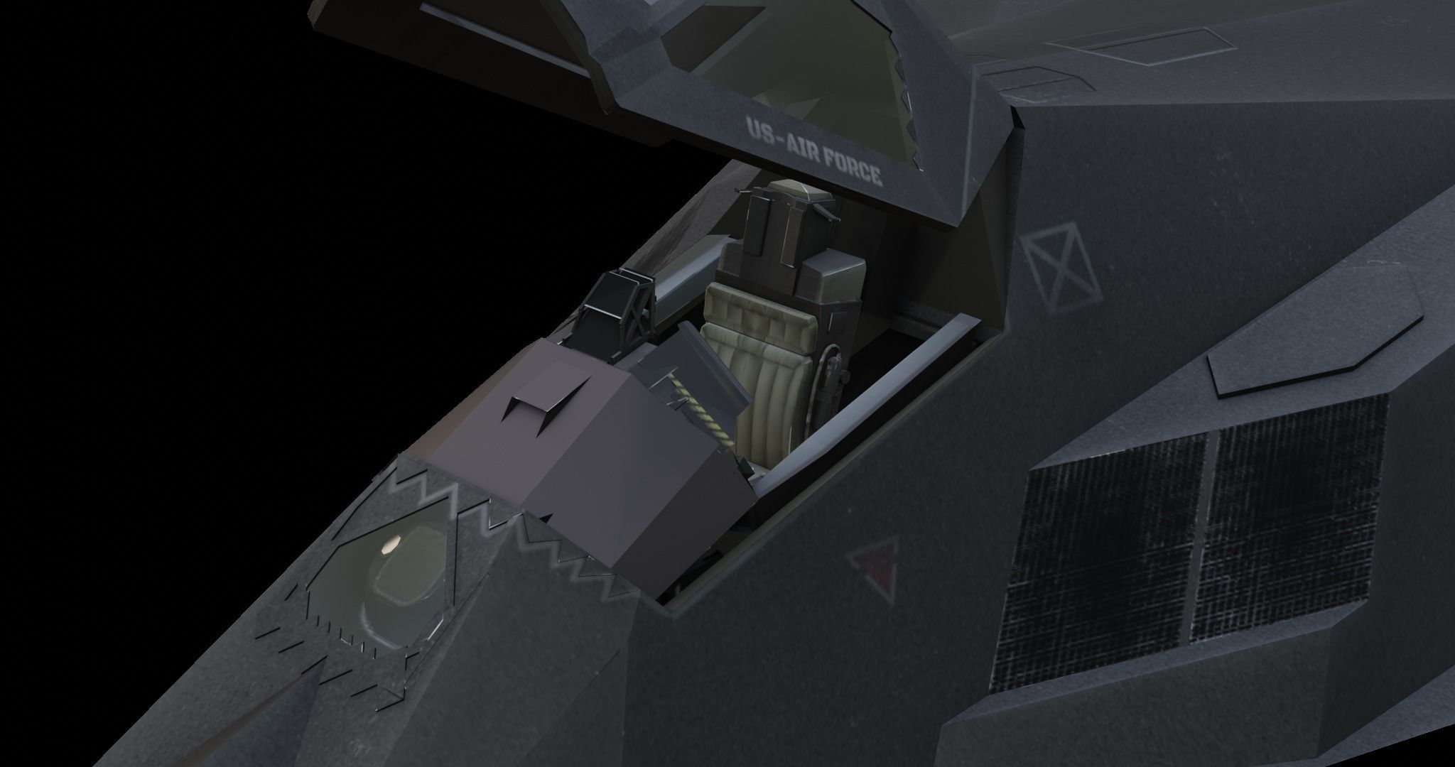 Lockheed F-117 Nighthawk Low-poly 3D model_4