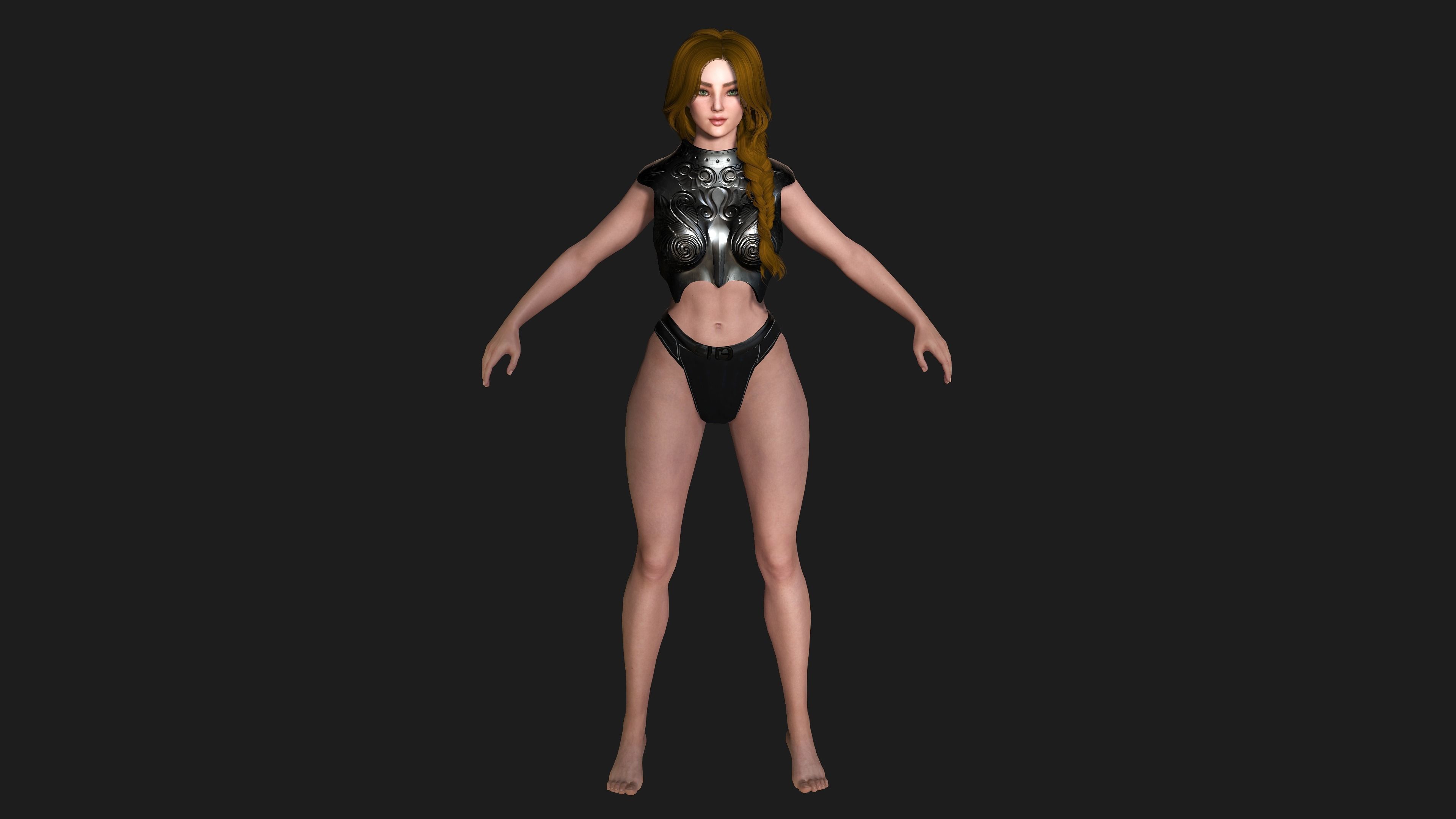 AAA 3D FANTASY FEMALE WARRIOR -REALISTIC RIGGED GAME CHARACTER Low-poly 3D model_17