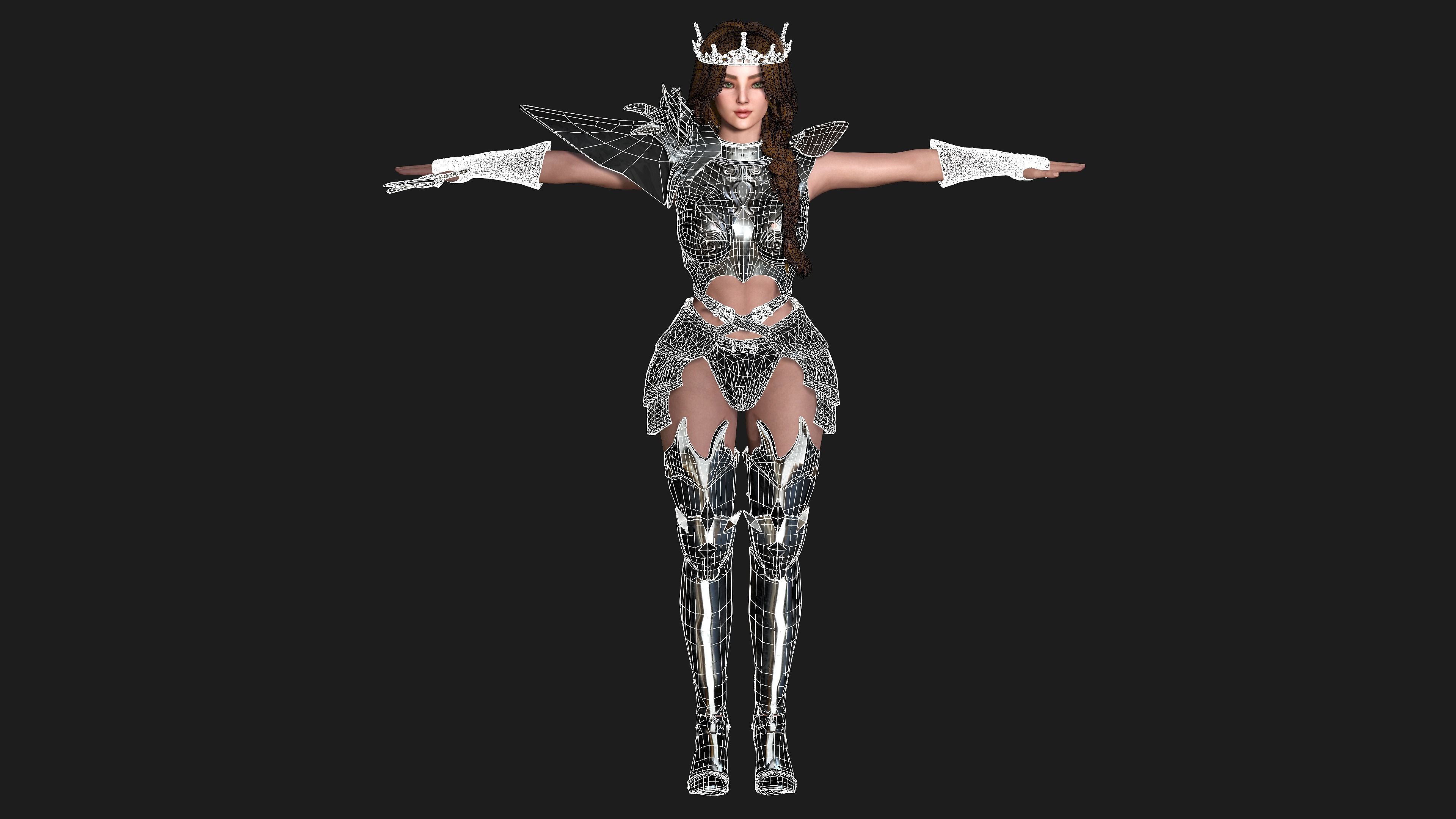 AAA 3D FANTASY FEMALE WARRIOR -REALISTIC RIGGED GAME CHARACTER Low-poly 3D model_25