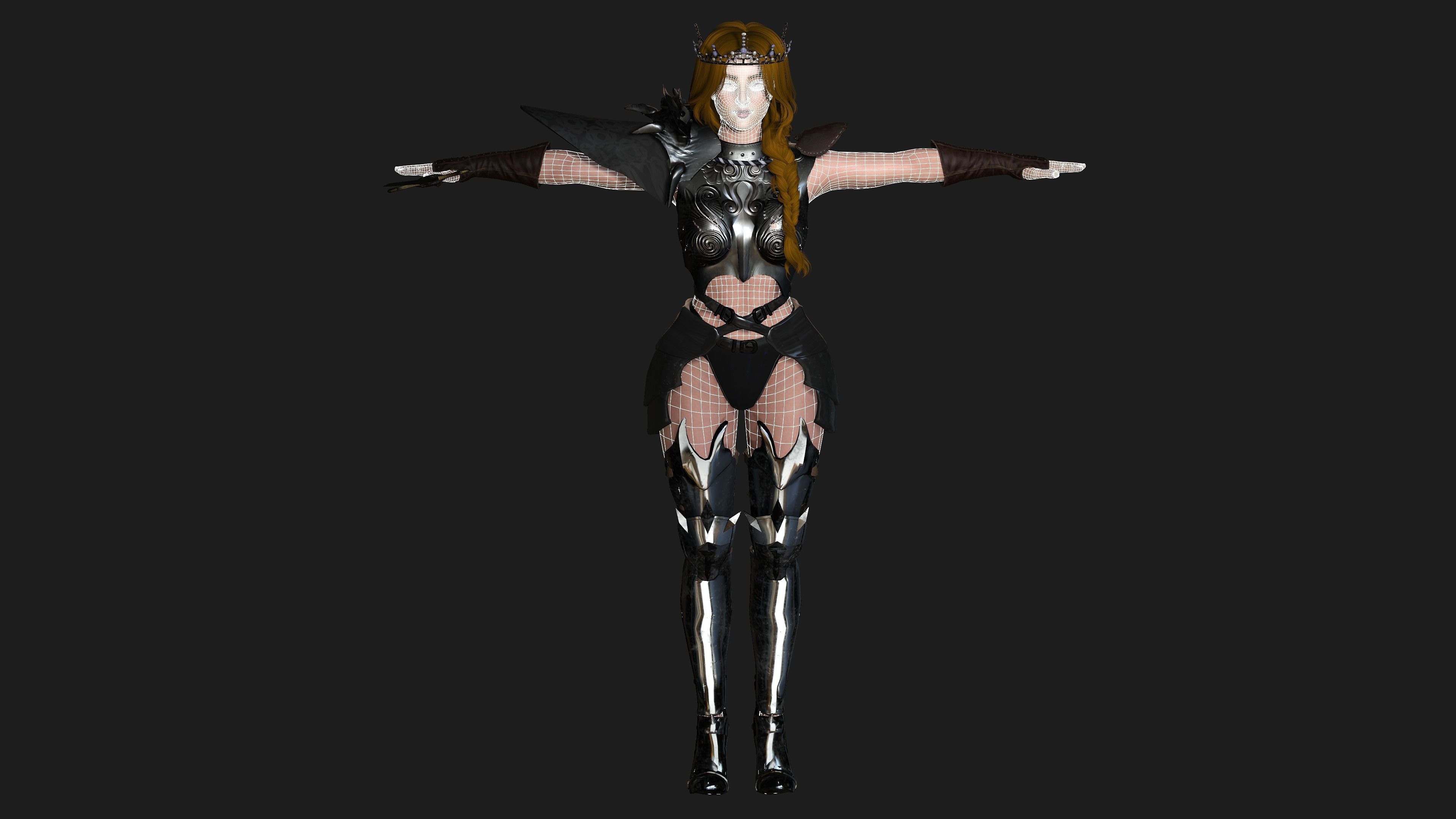 AAA 3D FANTASY FEMALE WARRIOR -REALISTIC RIGGED GAME CHARACTER Low-poly 3D model_26