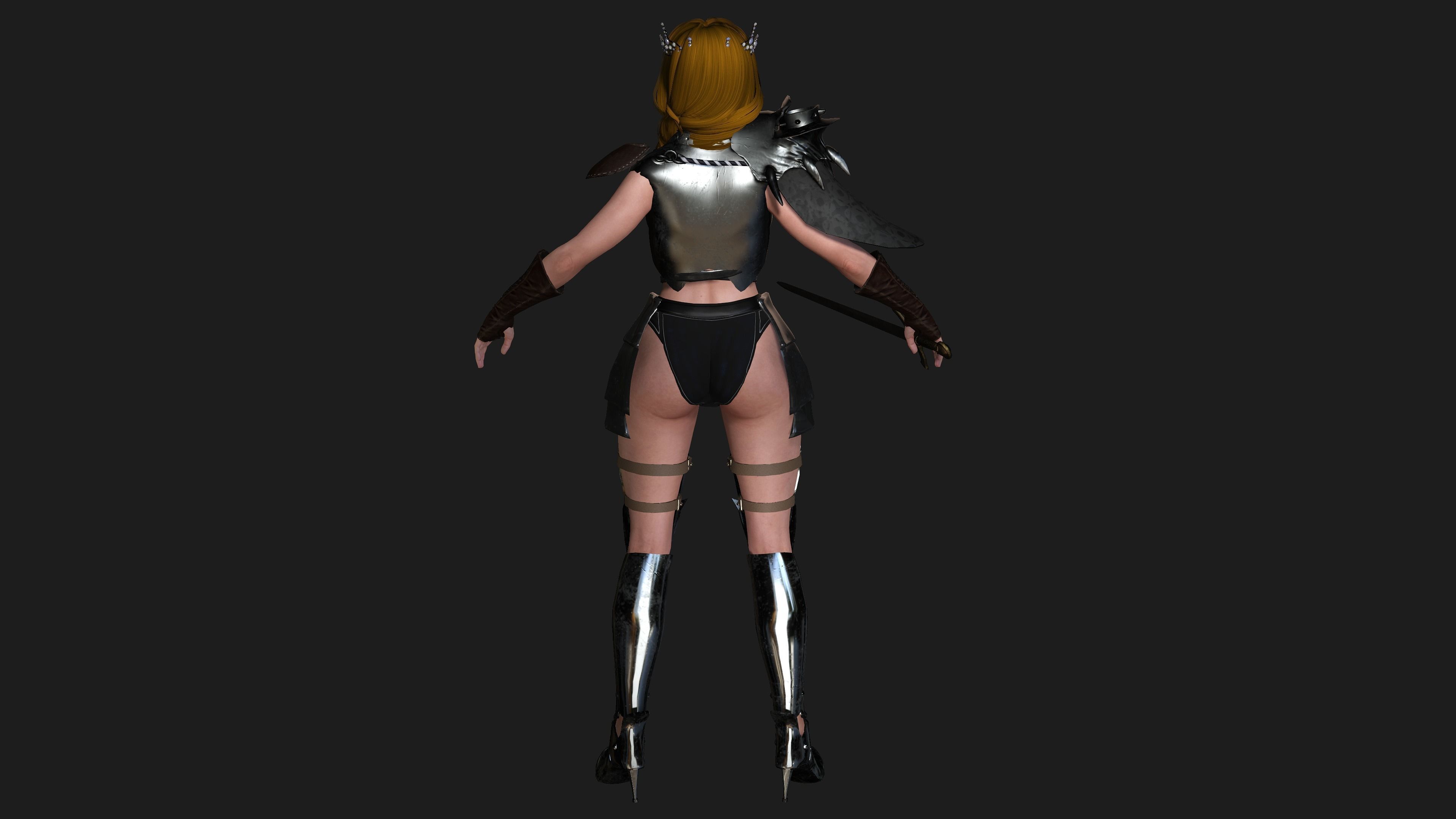 AAA 3D FANTASY FEMALE WARRIOR -REALISTIC RIGGED GAME CHARACTER Low-poly 3D model_18