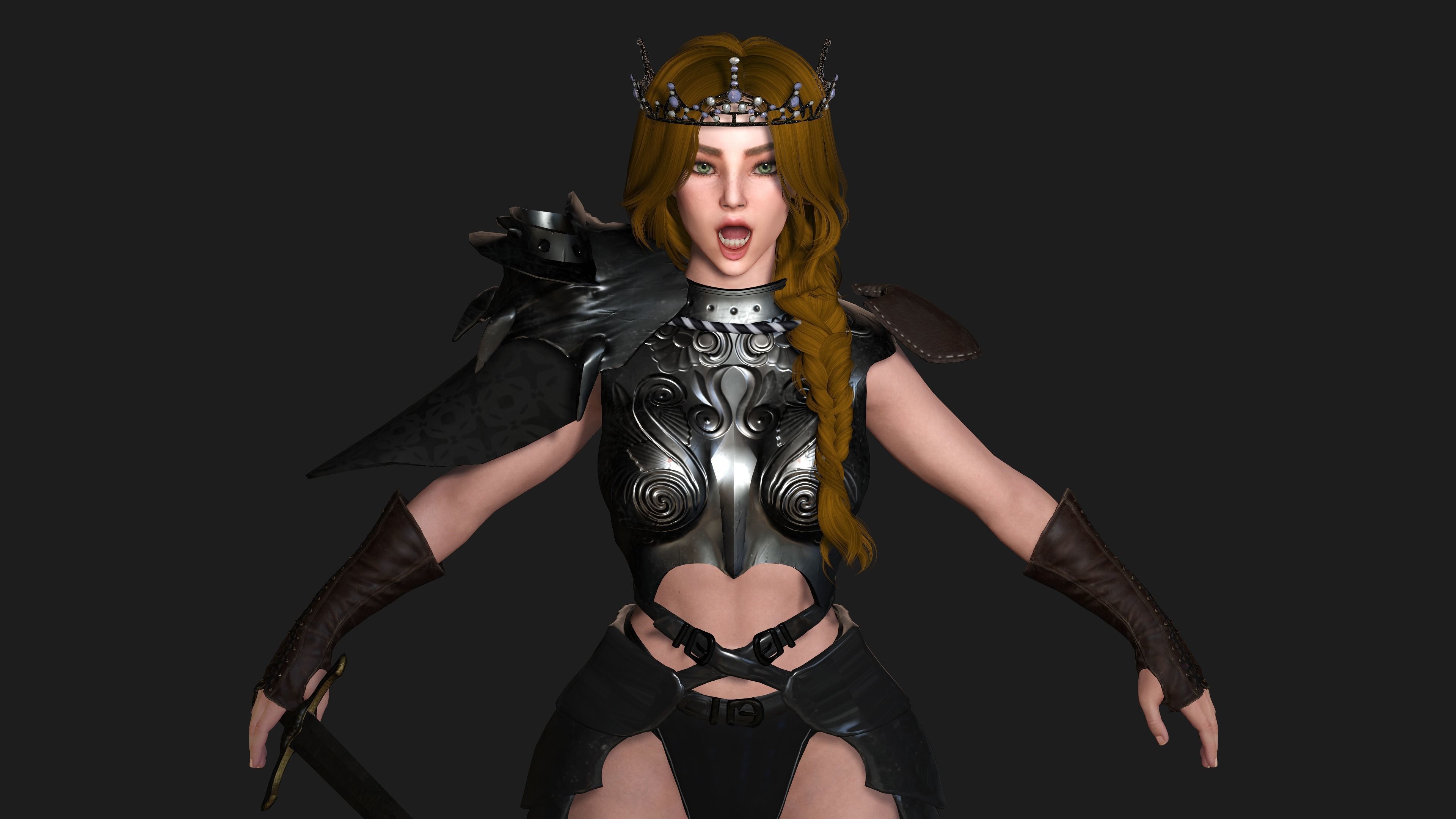AAA 3D FANTASY FEMALE WARRIOR -REALISTIC RIGGED GAME CHARACTER Low-poly 3D model_21