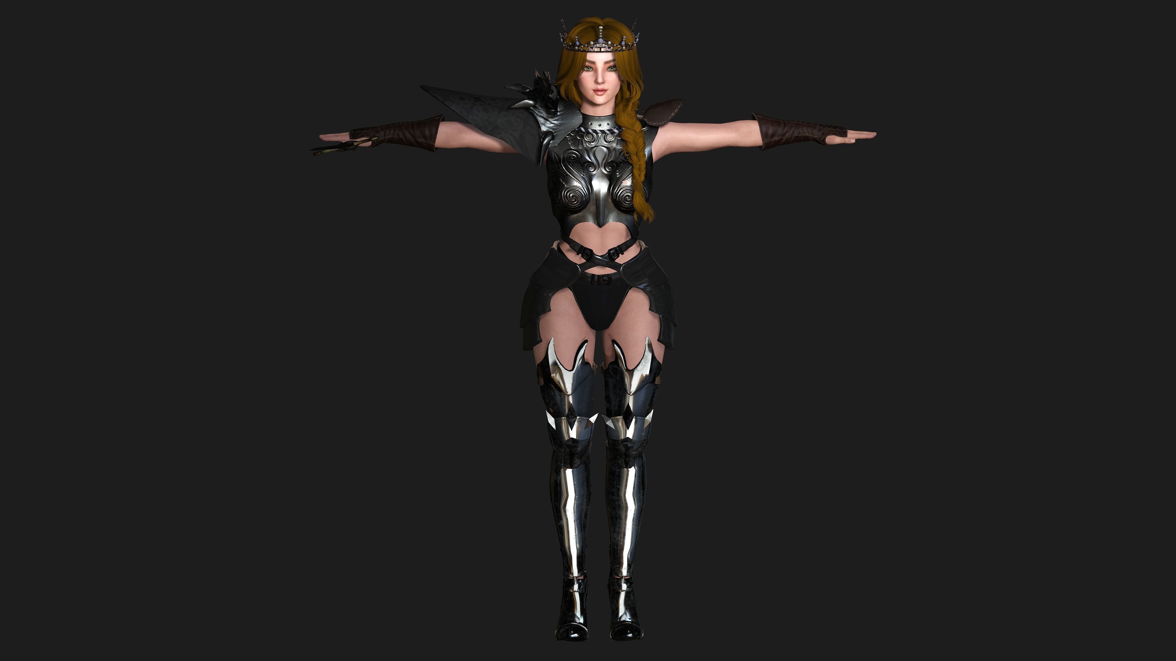 AAA 3D FANTASY FEMALE WARRIOR -REALISTIC RIGGED GAME CHARACTER Low-poly 3D model_24