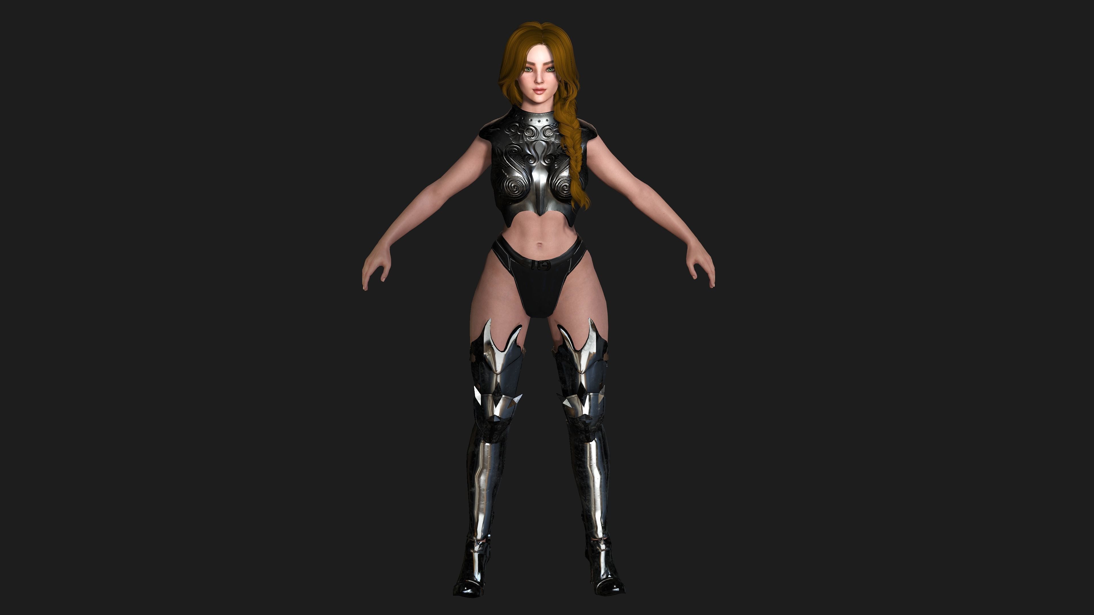 AAA 3D FANTASY FEMALE WARRIOR -REALISTIC RIGGED GAME CHARACTER Low-poly 3D model_16