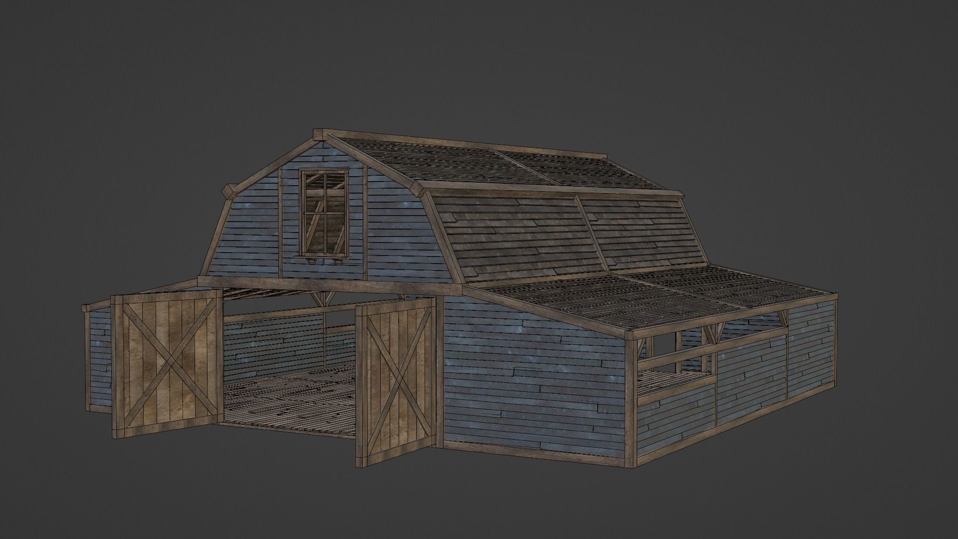 WILD WEST WAREHOUSE WORKSHOP SHED BARN STORAGE COLLECTION Low-poly 3D model_6
